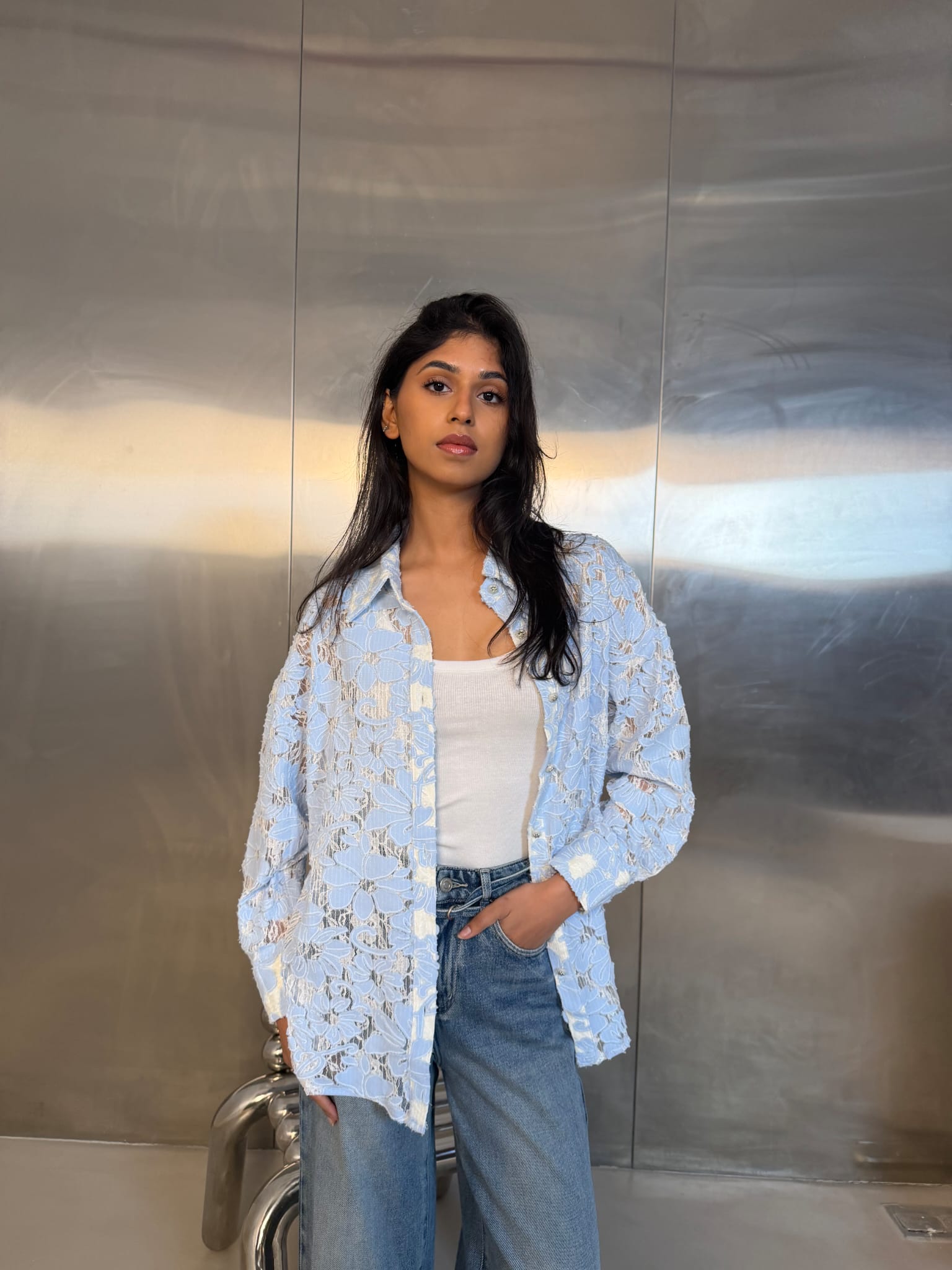 Floral Shirt - Light Blue