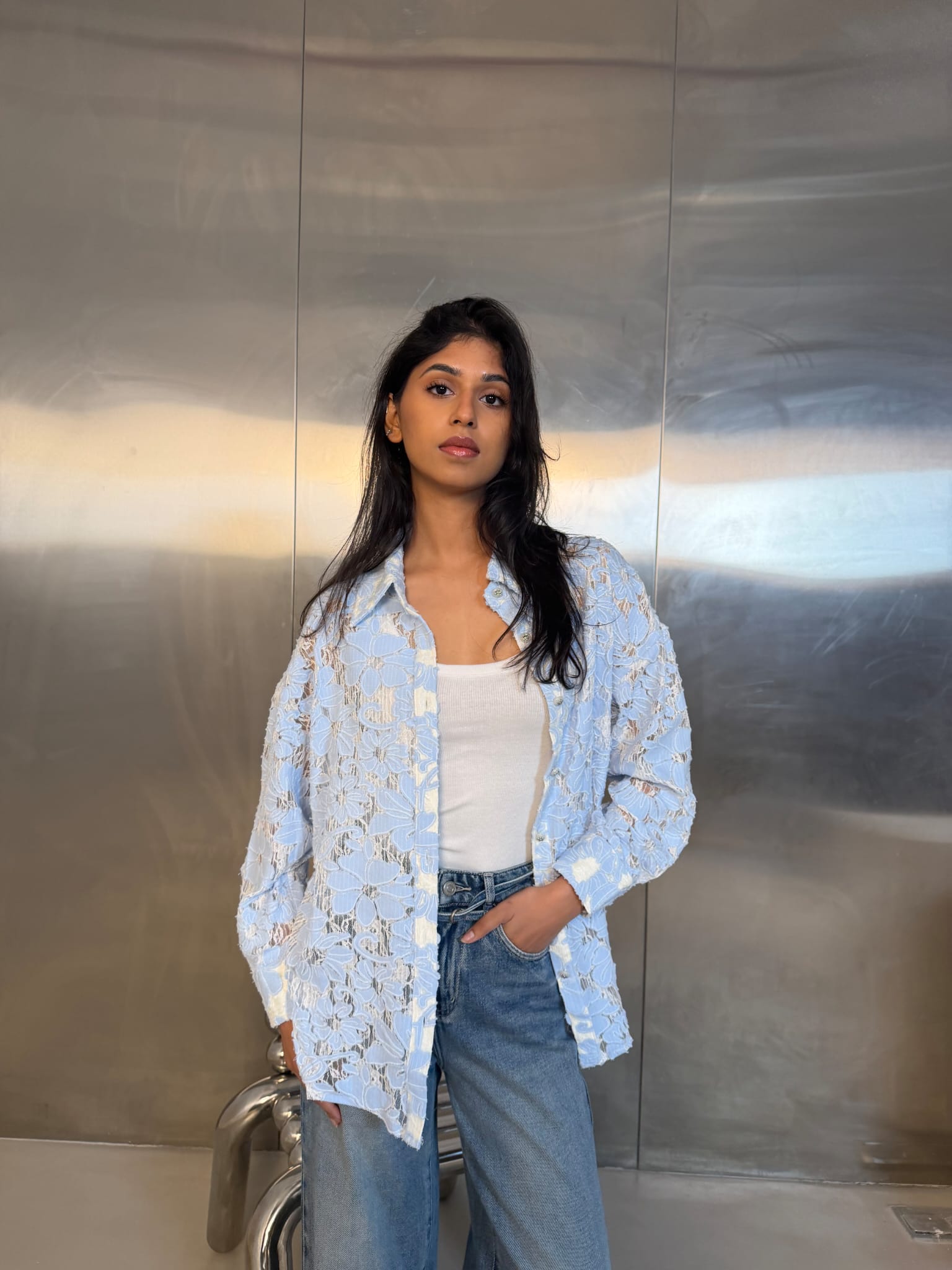 Floral Shirt - Light Blue
