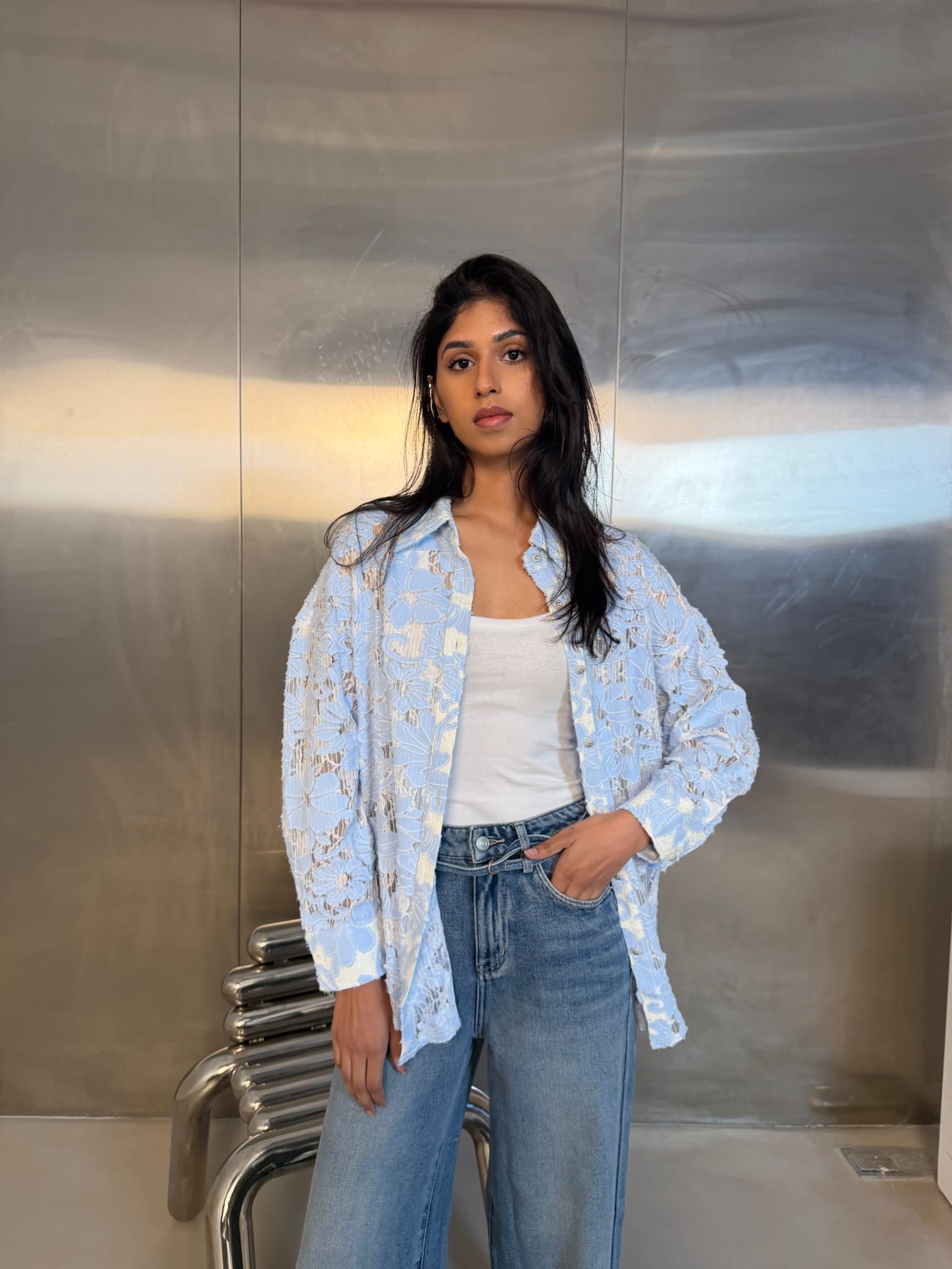 Floral Shirt - Light Blue