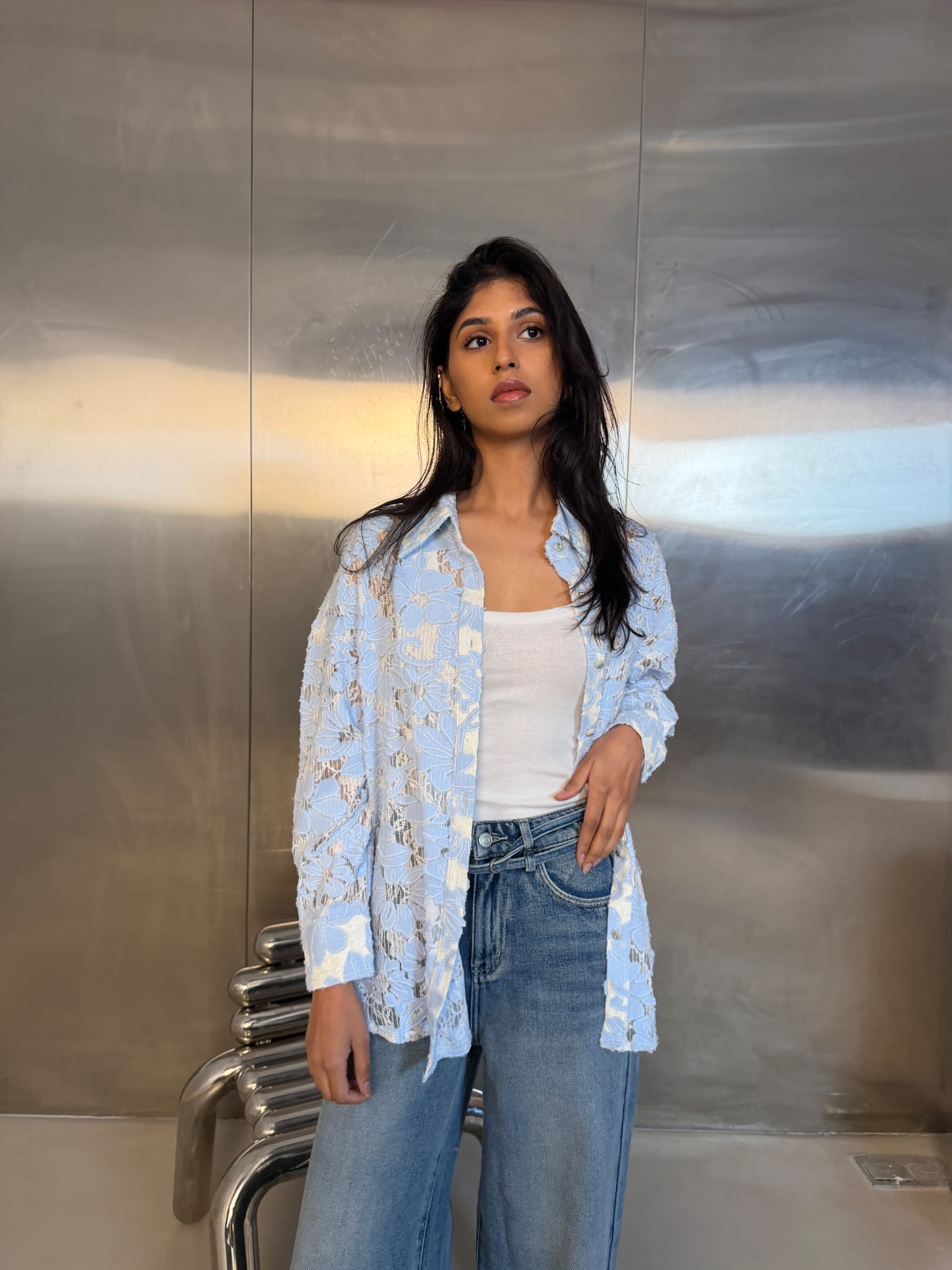 Floral Shirt - Light Blue