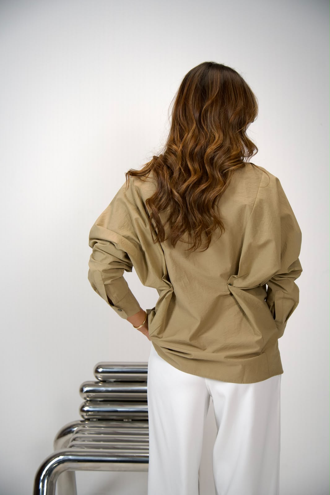 Fitted Back Oversized Shirt - Olive