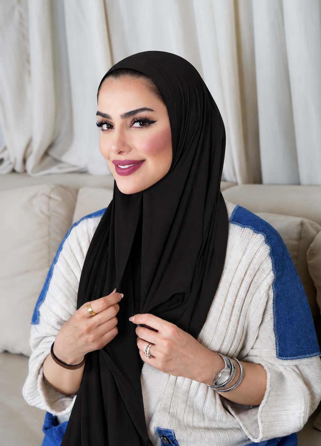 Italy Cotton - Close HIjab 10177 قطن ايطالي مخيط عند الوجه