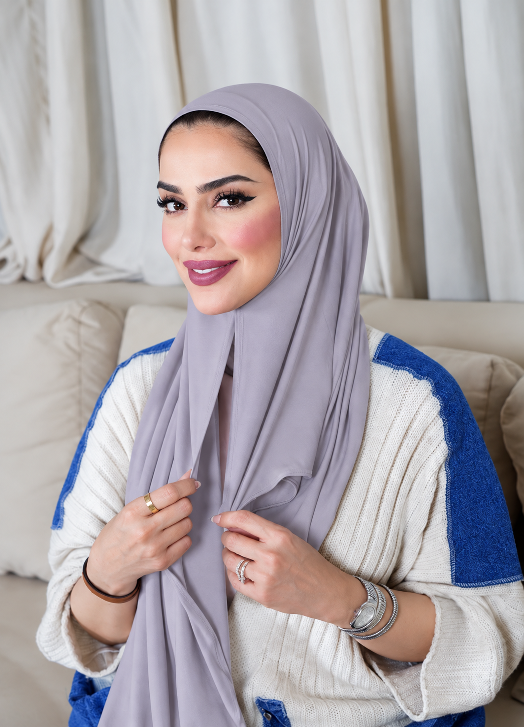 Italy Cotton - Close HIjab 10177 قطن ايطالي مخيط عند الوجه