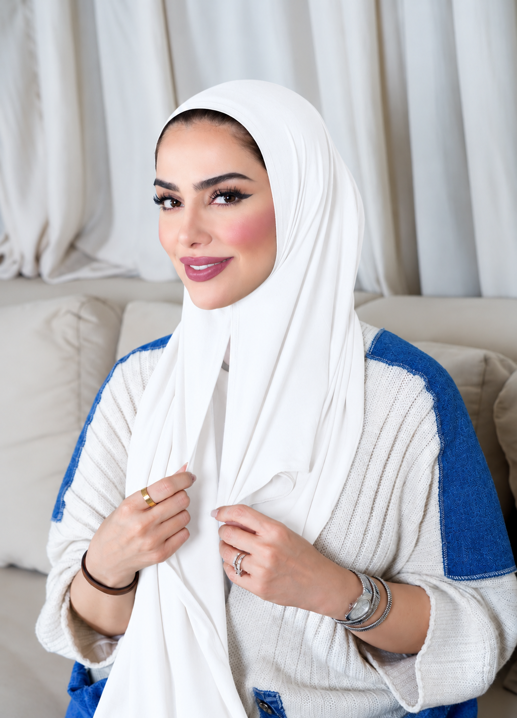 Italy Cotton - Close HIjab 10177 قطن ايطالي مخيط عند الوجه