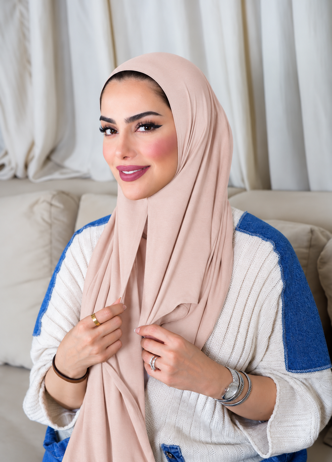 Italy Cotton - Close HIjab 10177 قطن ايطالي مخيط عند الوجه