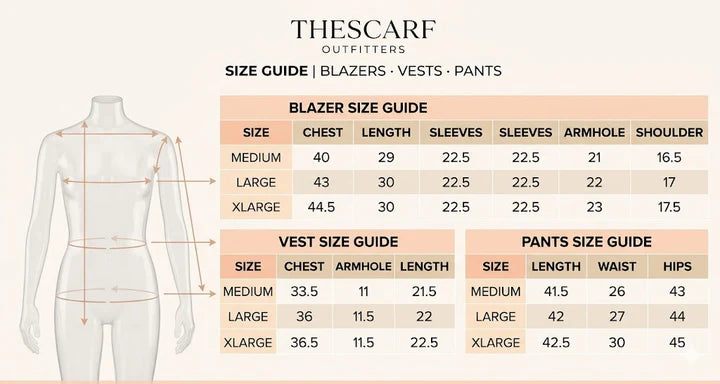Size chart for Grey Linen Set