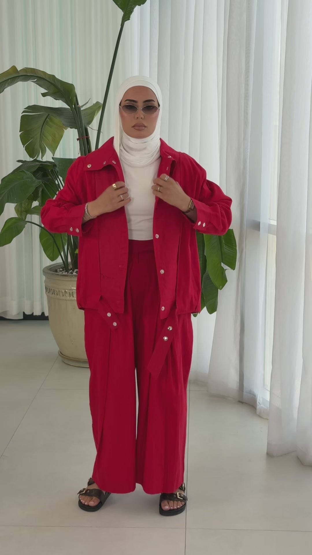 Linen High-collar Co-ord Set