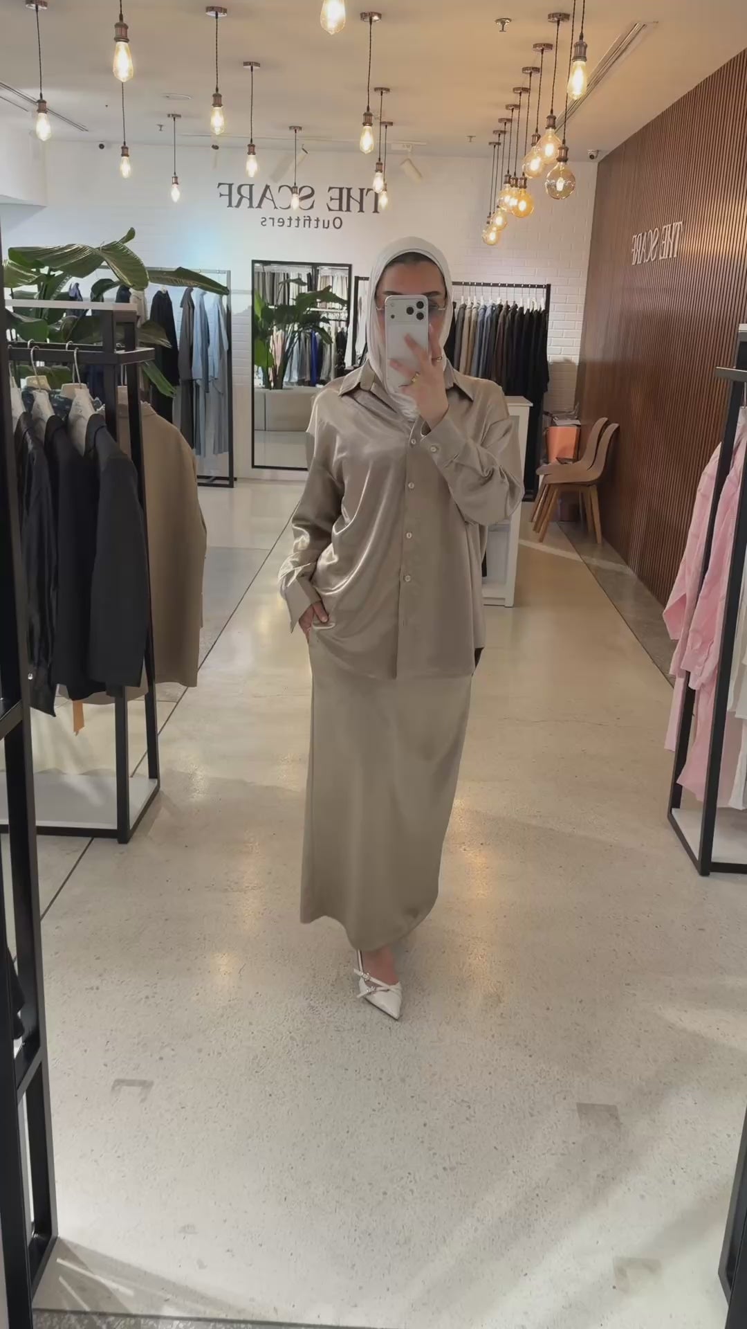 Silk Co-ord Skirt-Beige
