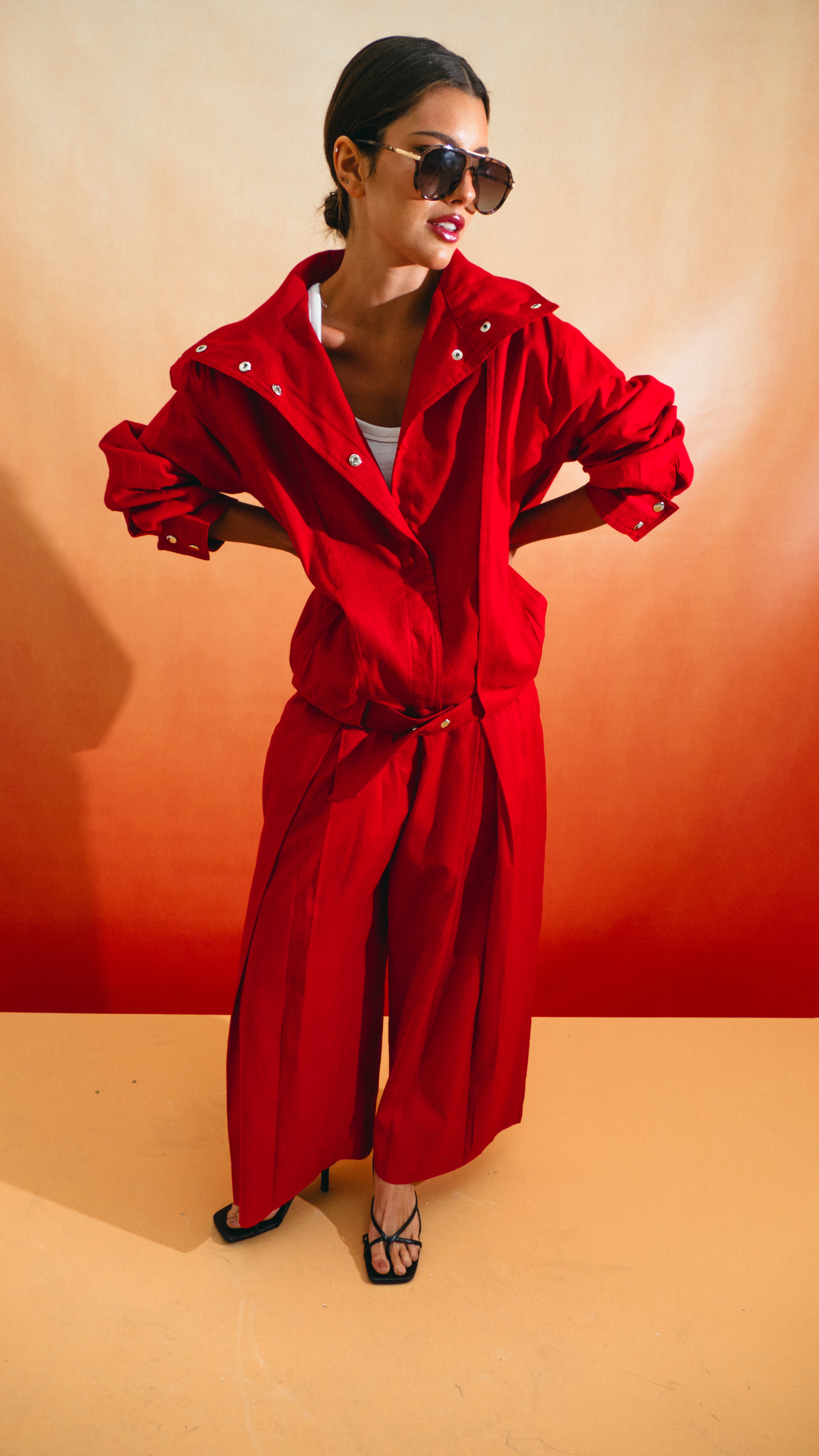 Linen High-collar Co-ord Set
