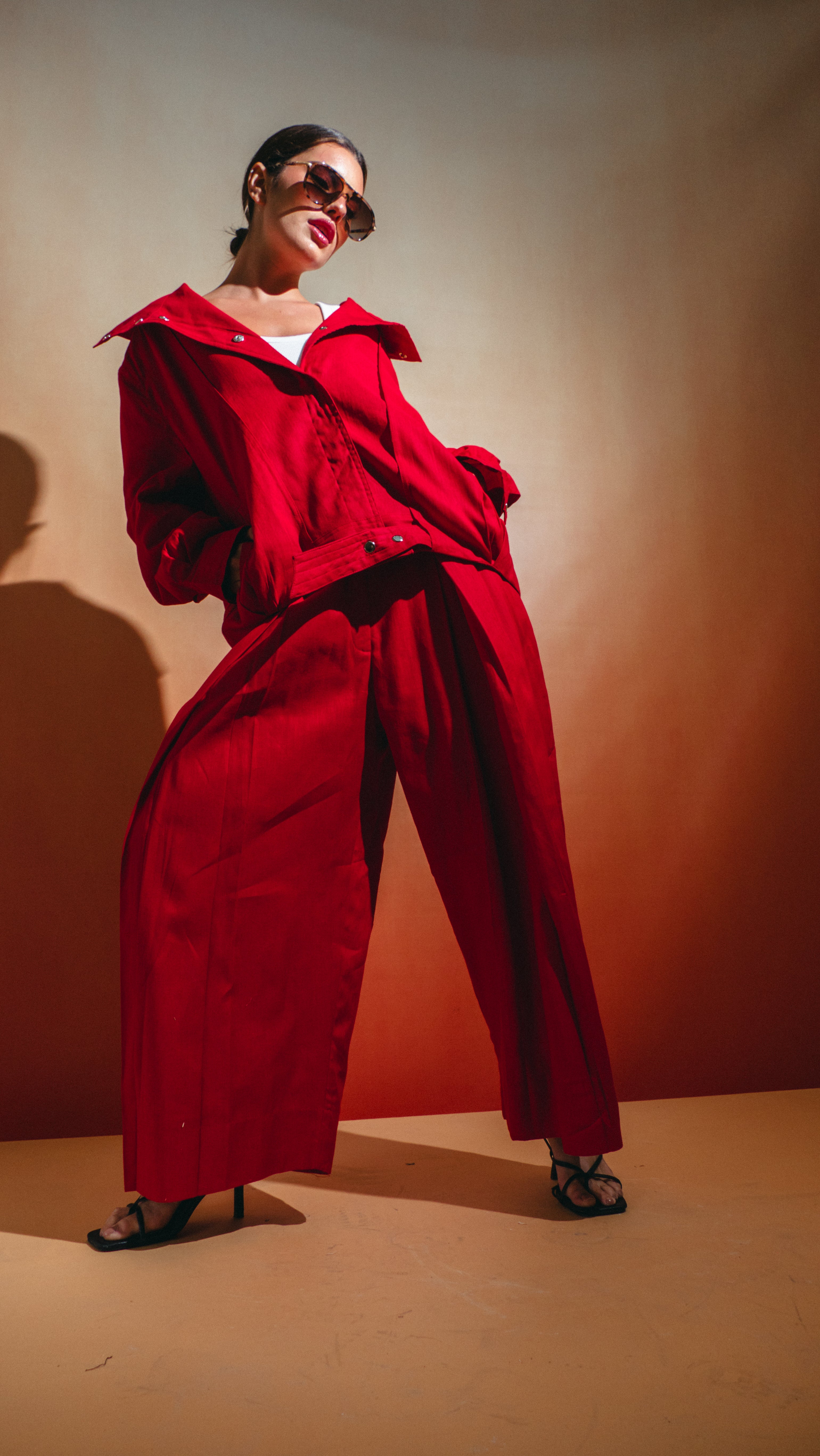 Linen High-collar Co-ord Set