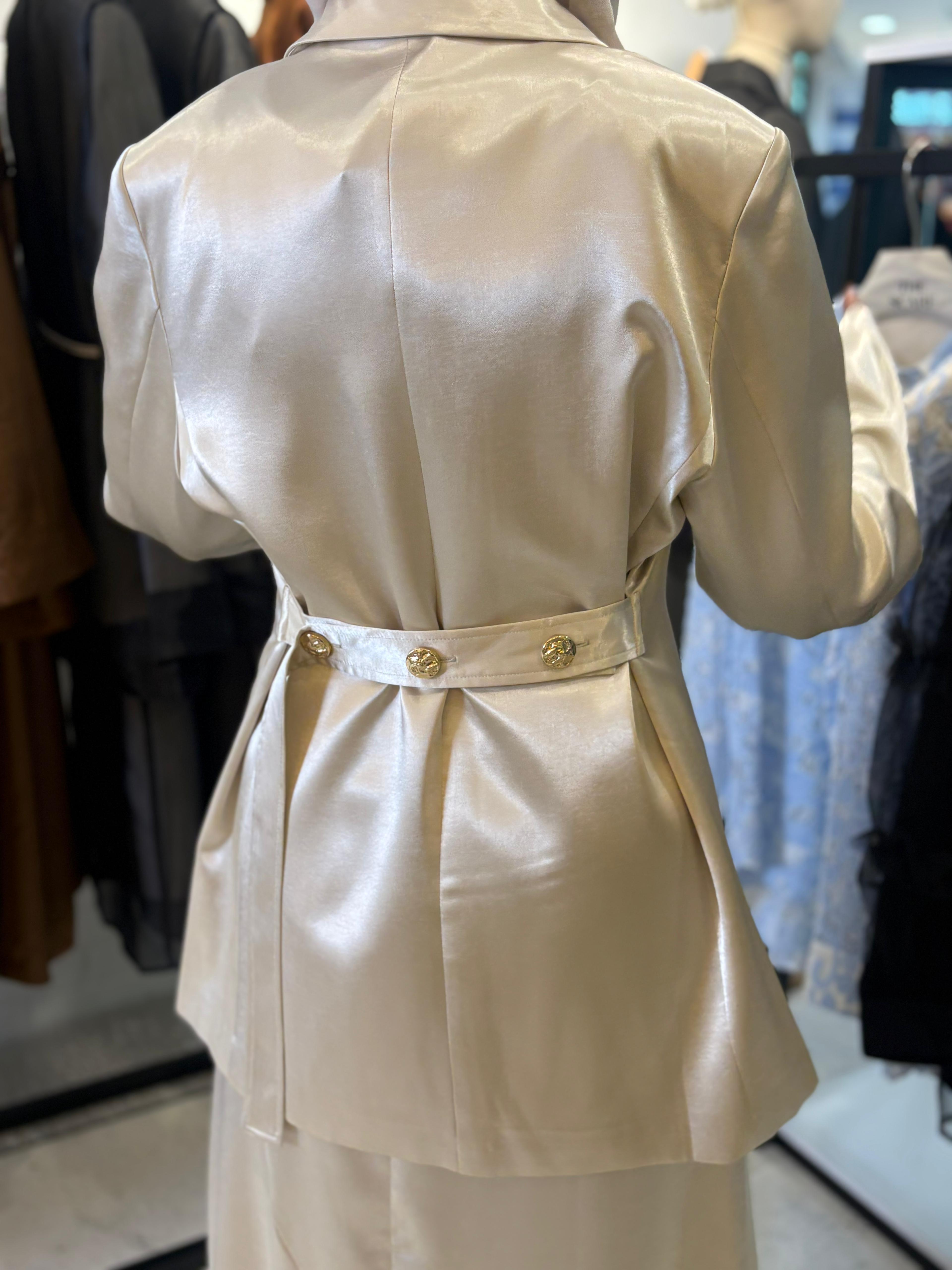 Cream Satin with dress Set