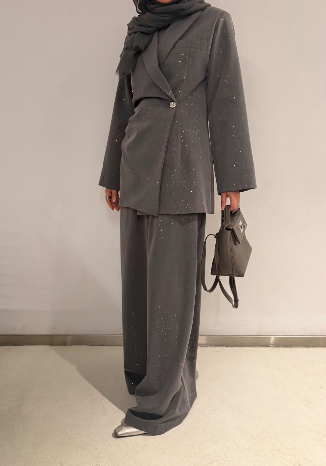 Malika Shimmer Set - Grey