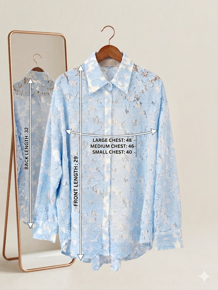 Size chart for Floral Shirt - Light Blue
