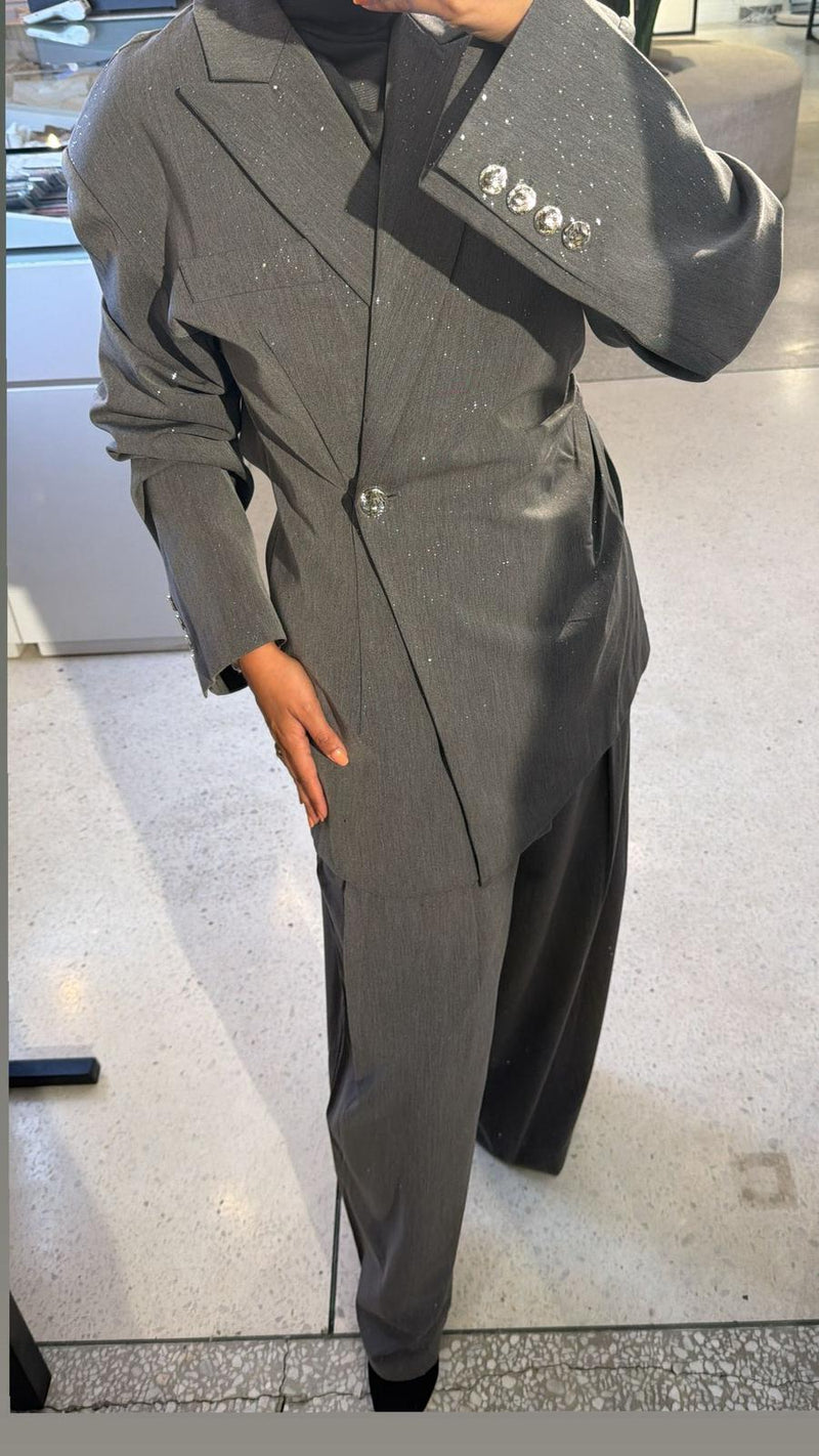 Malika Shimmer Set - Grey