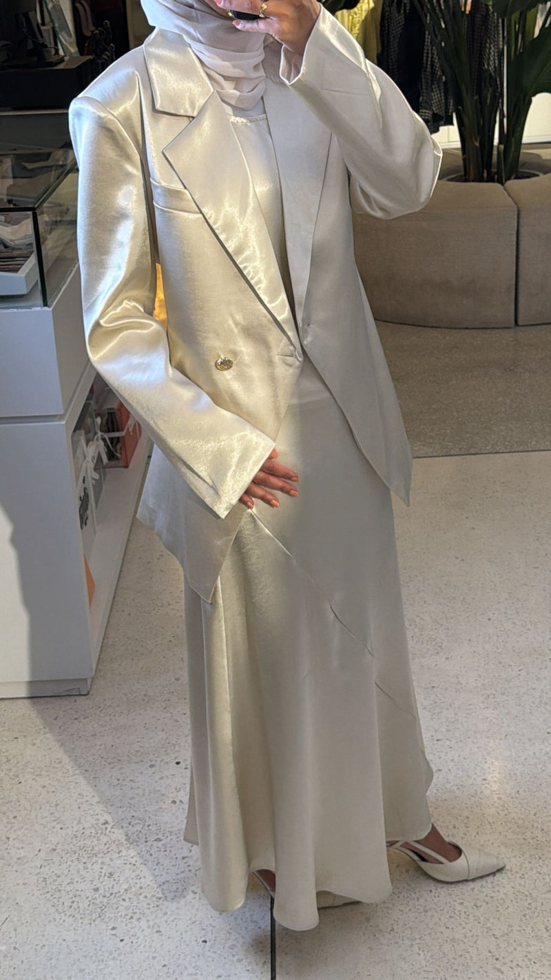 Cream Satin with dress Set