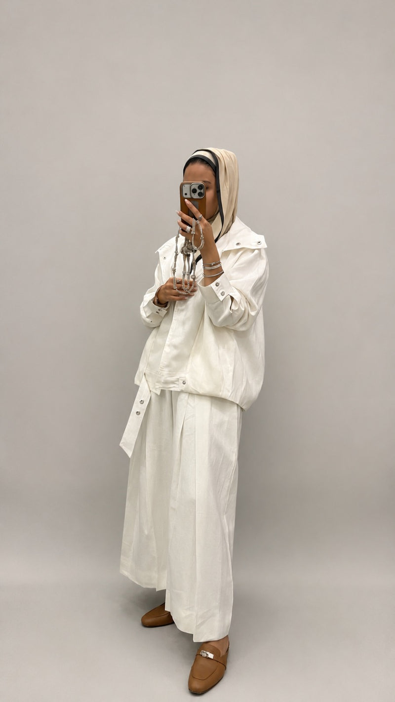 Linen High-collar Co-ord Set