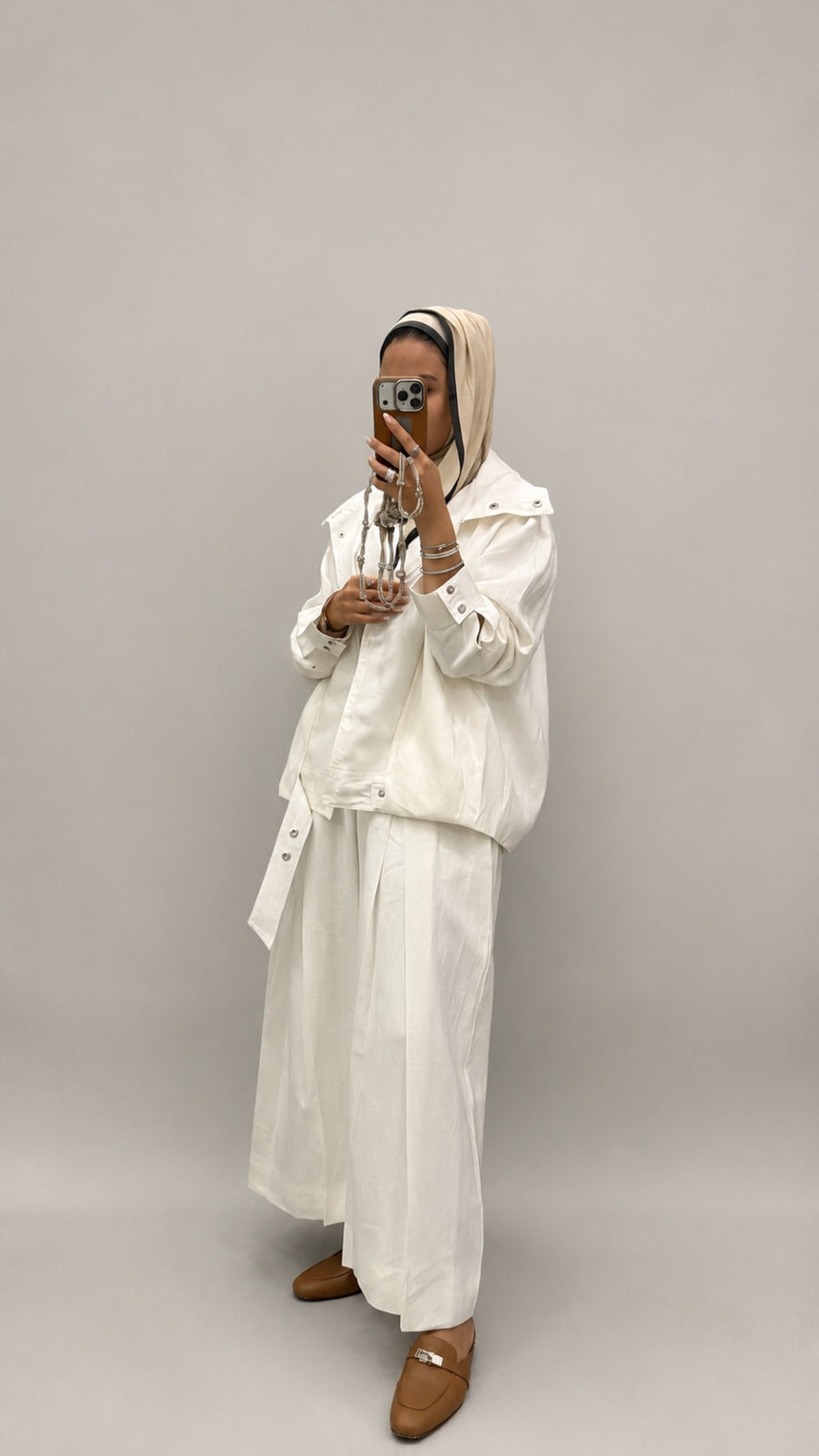 Linen High-collar Co-ord Set
