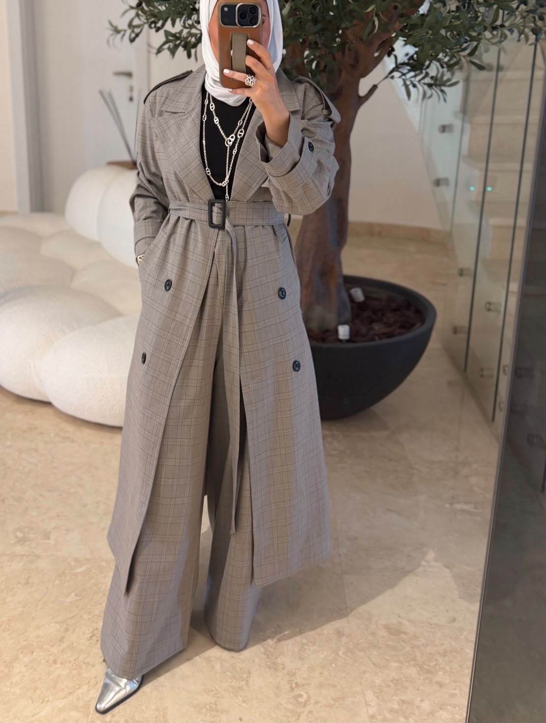 Plaid Trench