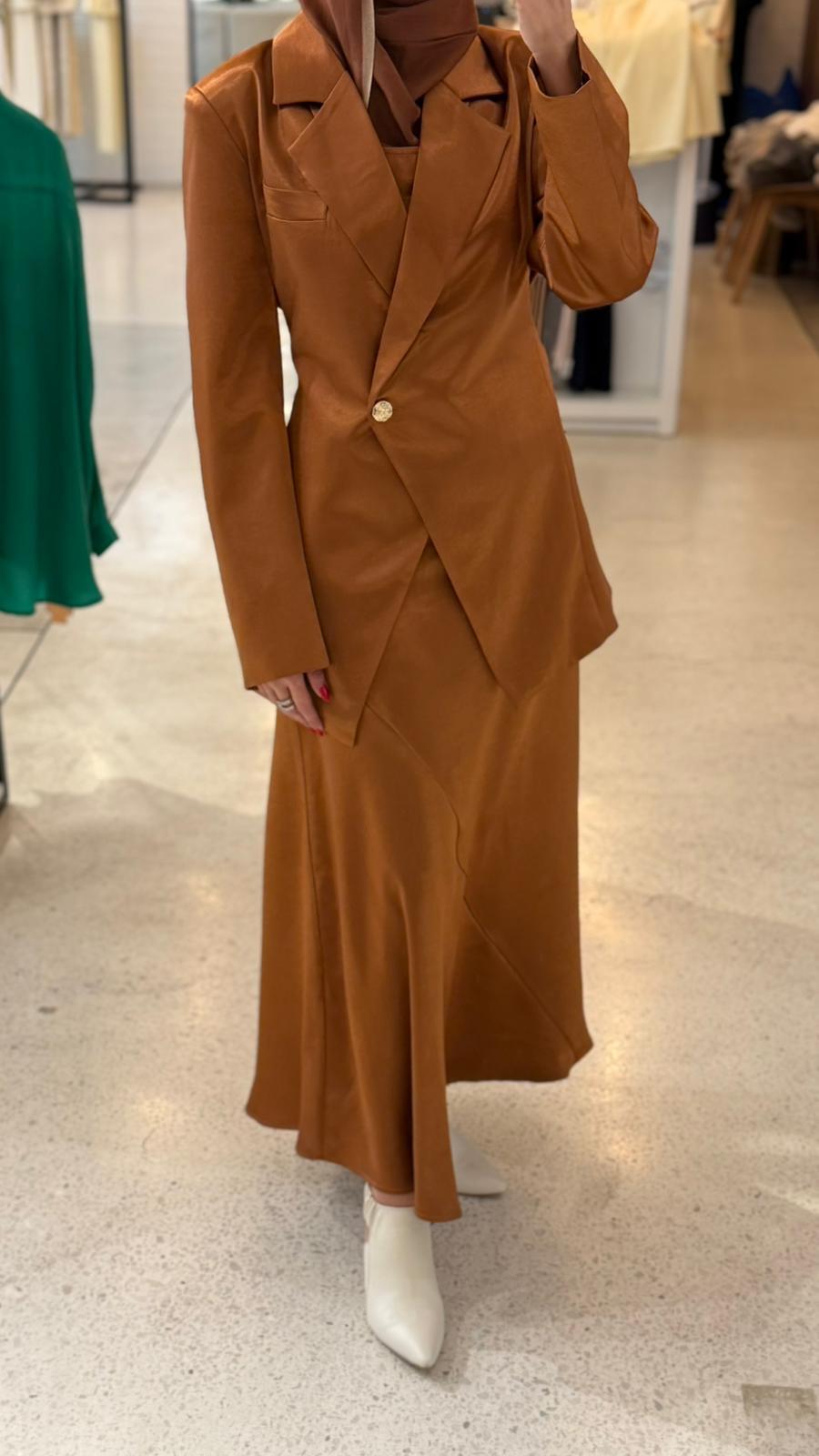 Golden Blazer with dress Set