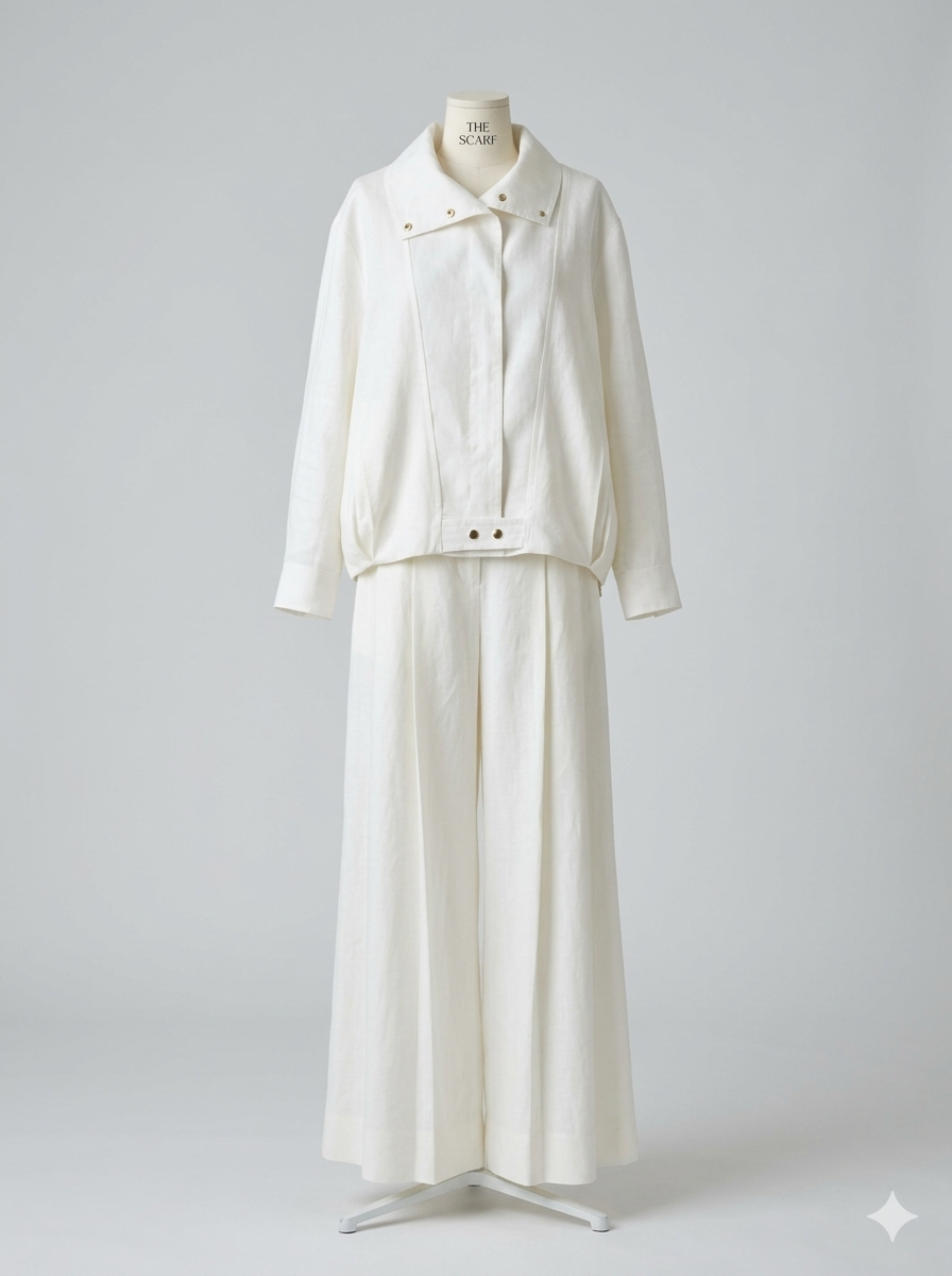 Linen High-collar Co-ord Set