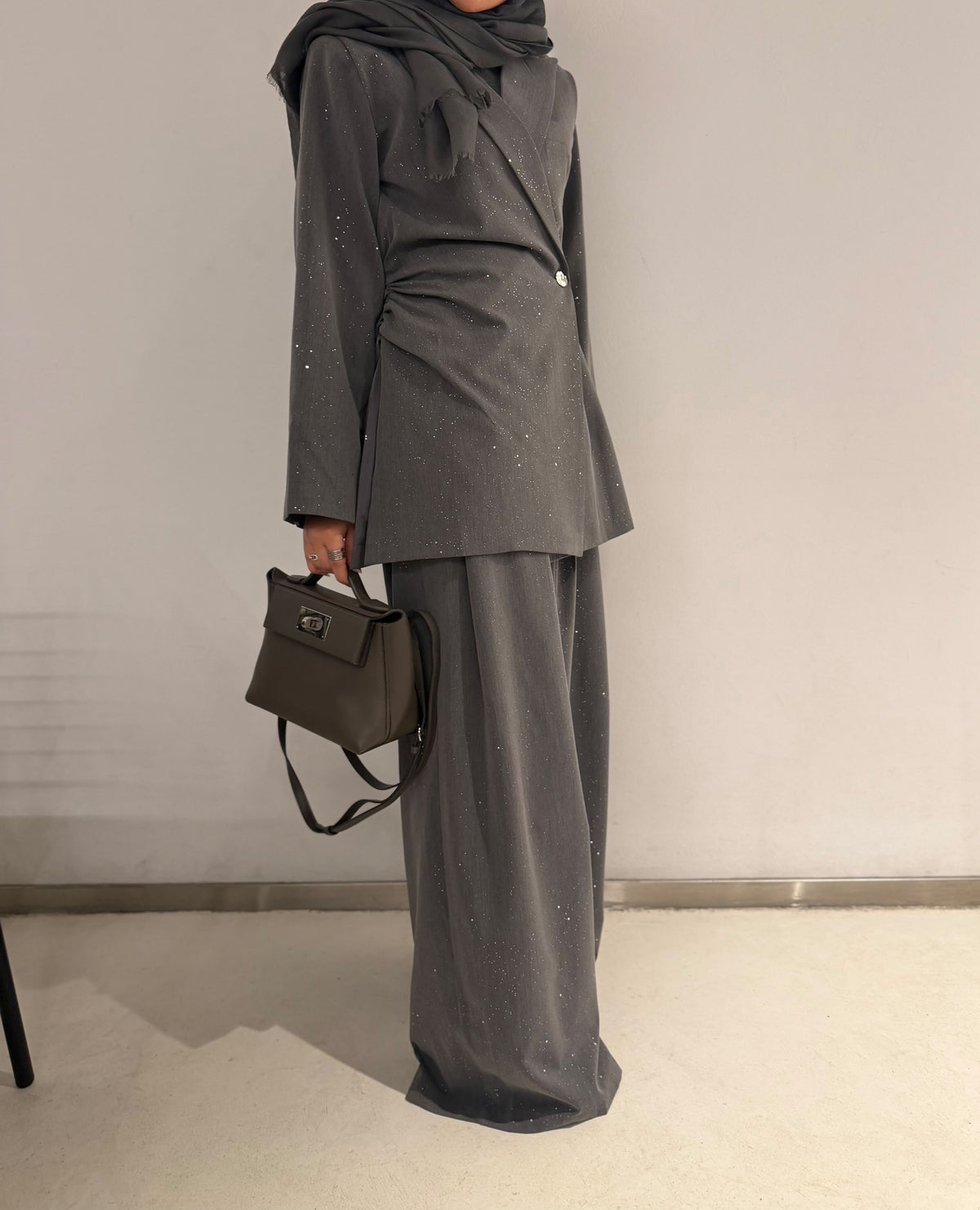 Malika Shimmer Set - Grey