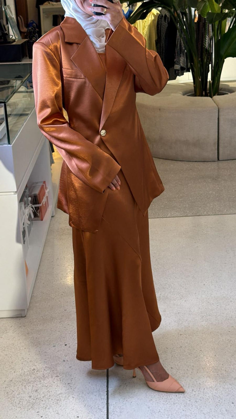 Golden Blazer with dress Set