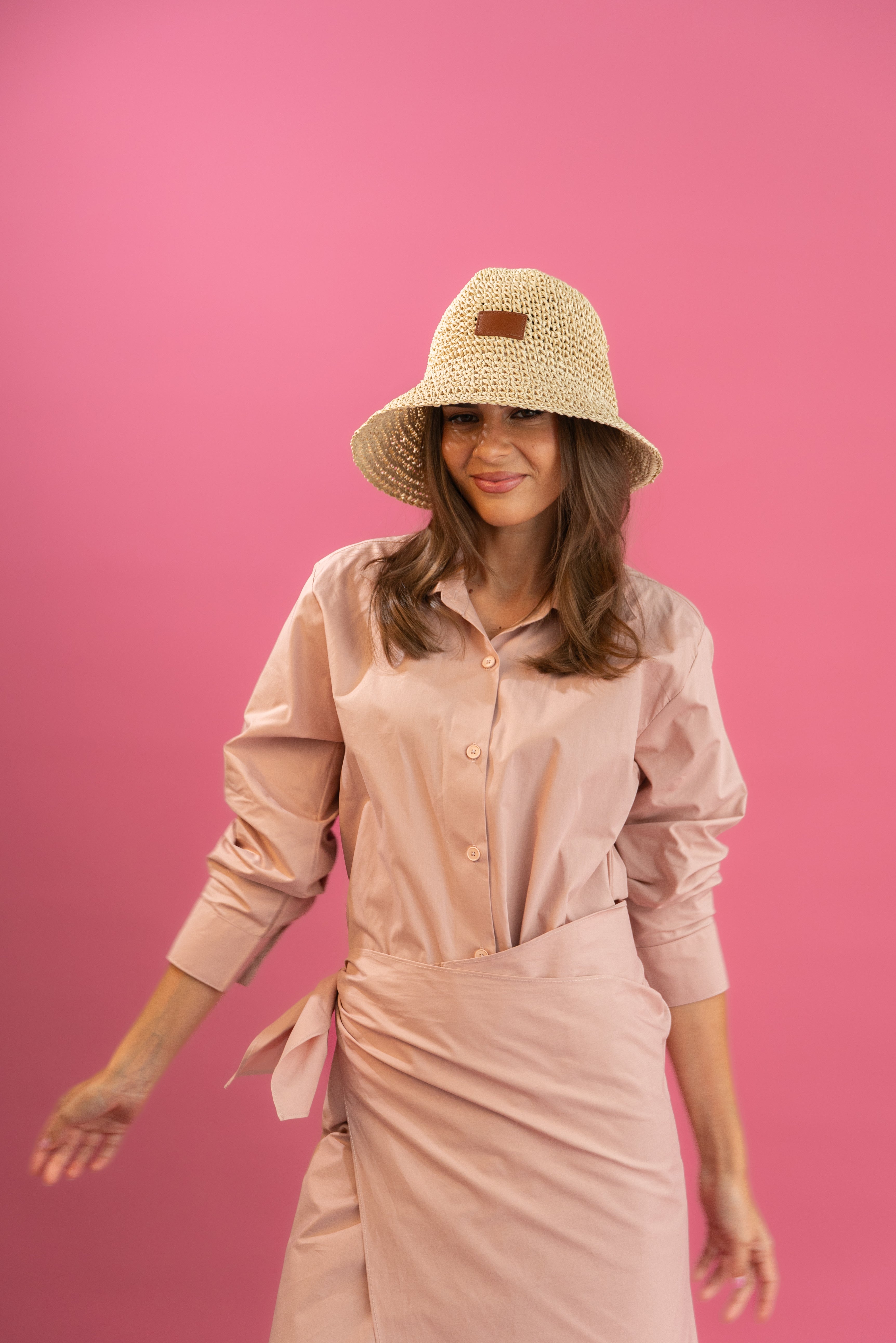 Dusty Pink Wrap Shirt Dress